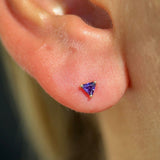 Triangle Cut Amethyst Flat Back Stud in Solid 14k Yellow Gold