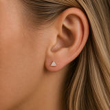 Yellow Gold Triangle Gemstone Flat Back Stud Earring