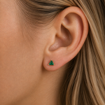 Yellow Gold Triangle Cut Emerald Flat Back Earring