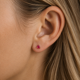 Yellow Gold Triangle Ruby Flat Back Earring