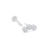 Triple Cubic Zirconia Milgrain Flat Back Stud (White)