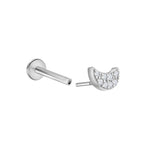 Diamond Pavé Studded Crescent Moon Flat Back Stud