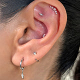 Solid 14k White Gold CZ Stone Ear Crawler