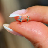 Solid 14k White Gold Fleur-de-Lis Flat Back Stud Earring