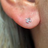 Solid 14k White Gold Fleur-de-Lis Flat Back Stud Earring