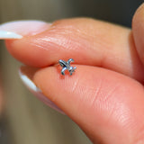 Solid 14k White Gold Fleur-de-Lis Flat Back Stud Earring