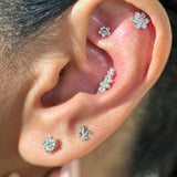 Solid 14k White Gold Fleur-de-Lis Flat Back Stud Earring