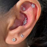 Solid 14k White Gold Fleur-de-Lis Flat Back Stud Earring