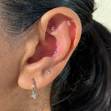 Solid 14k White Gold Double CZ Stud Earring