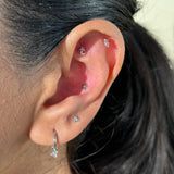 Solid 14k Yellow Gold Double CZ Stud Earring