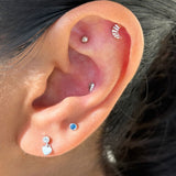 Solid 14k White Gold CZ Heart Drop Stud Earring