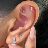 Solid 14k Yellow Gold CZ Heart Drop Stud Earring