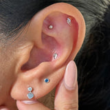 Solid 14k White Gold Strawberry Flat Back Stud