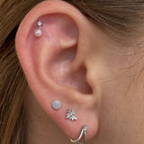White Gold Disc Flat Back Stud Earring