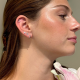Minimalist Bee Flat Back Stud in Solid 14k White Gold