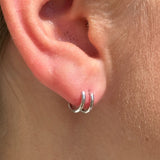Double Hoop Illusion Ear Cuff Earring in Solid 14k White Gold