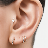 Double Hoop Illusion Ear Cuff Earring in Solid 14k White Gold