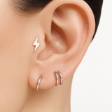 Double Hoop Illusion Ear Cuff Earring in Solid 14k White Gold