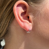 Double Hoop Illusion Ear Cuff Earring in Solid 14k White Gold