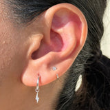 Cubic Zirconia Ear Cuff in Solid 14k White Gold