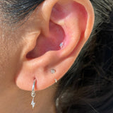 Cubic Zirconia Ear Cuff in Solid 14k White Gold