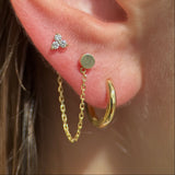 Diamond Trinity Cluster Flat Back Stud in Solid 14k Yellow Gold