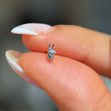 Solid 14k White Gold Peace Sign Flat Back Stud Earring