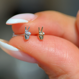 Solid 14k Yellow Gold Peace Sign Flat Back Stud Earring