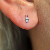 Solid 14k White Gold Peace Sign Flat Back Stud Earring