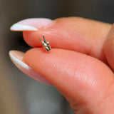 Solid 14k Yellow Gold Peace Sign Flat Back Stud Earring