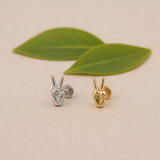 Solid 14k Yellow Gold Peace Sign Flat Back Stud Earring