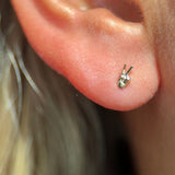 Solid 14k Yellow Gold Peace Sign Flat Back Stud Earring