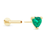 Emerald Heart Flat Back Stud