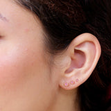 Round Pink Tourmaline Flat Back Stud Bezel Set in Solid 14k Yellow Gold