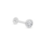 Gemstone Flat Back Stud Bezel Set in Solid 14k White Gold