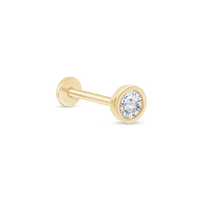 Round Gemstone Flat Back Stud Earrings Bezel Set in Solid 14k Yellow Gold