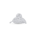 Leaf Flat Back Stud in Solid 14k White Gold
