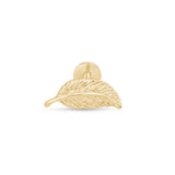 Leaf Flat Back Stud in Solid 14k Yellow Gold