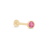 Pink Milgrain Flat Back Stud in Solid 14k Yellow Gold