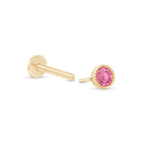Pink Milgrain Flat Back Stud in Solid 14k Yellow Gold