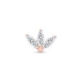 Gemstone Marquise Lotus Flat Back Stud in Solid 14k Rose Gold