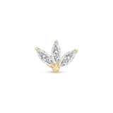 Engraved Lotus Marquise Cubic Zirconia Flat Back Stud