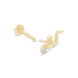 Snake Flat Back Earring with Stone