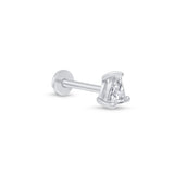 Pear Cubic Zirconia Flat Back Stud in Solid 14k White Gold