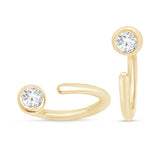 Cubic Zirconia Ear Cuff in Solid 14k Yellow Gold