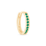 Emerald Cartilage Hoop in Solid 14k Yellow Gold