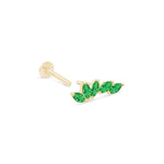Emerald Marquise Illusion Ear Climber Flat Back Earring in Solid 14k Yellow Gold