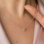 White Gold Diamond Initial Charm Necklace