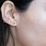 a close up of a person wearing a pair of ear piercings