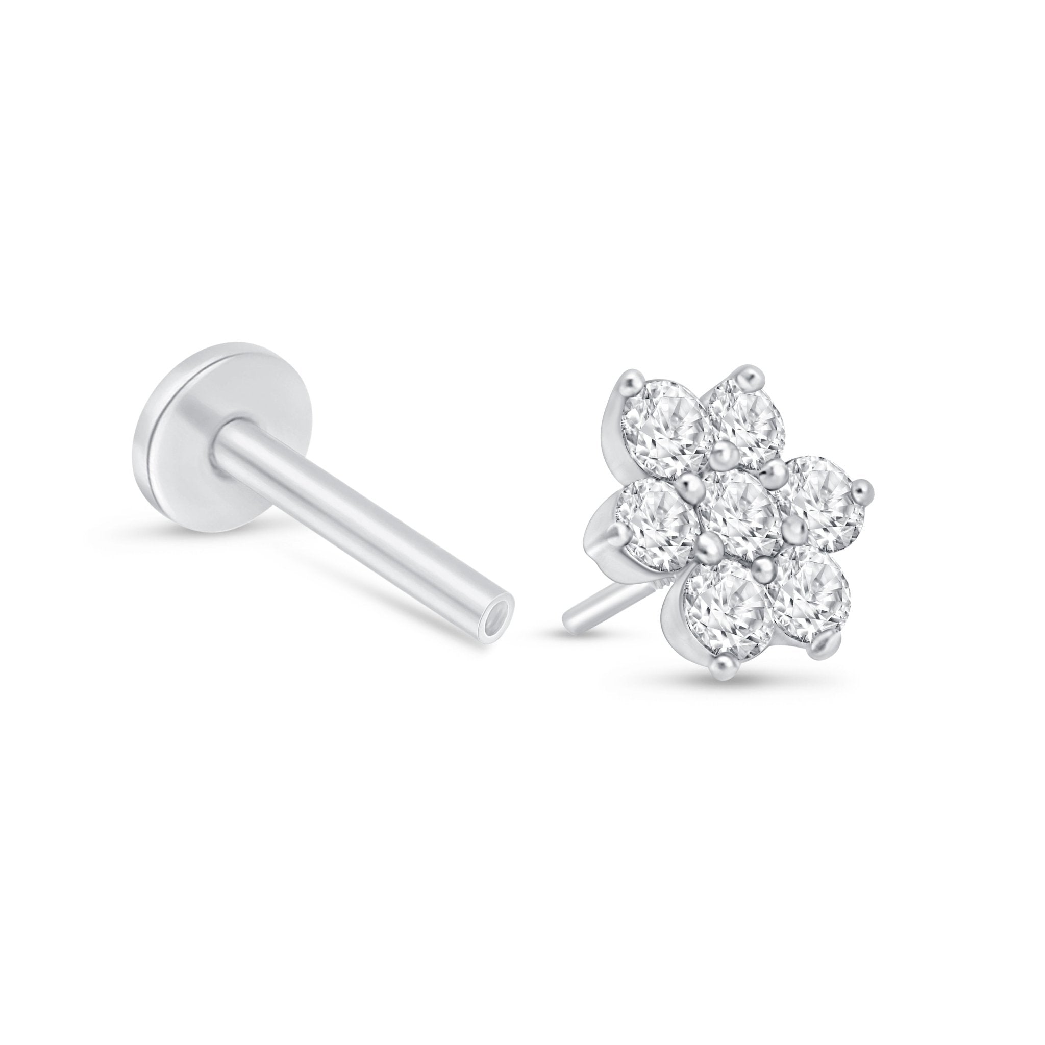 a pair of white gold and diamond earrings